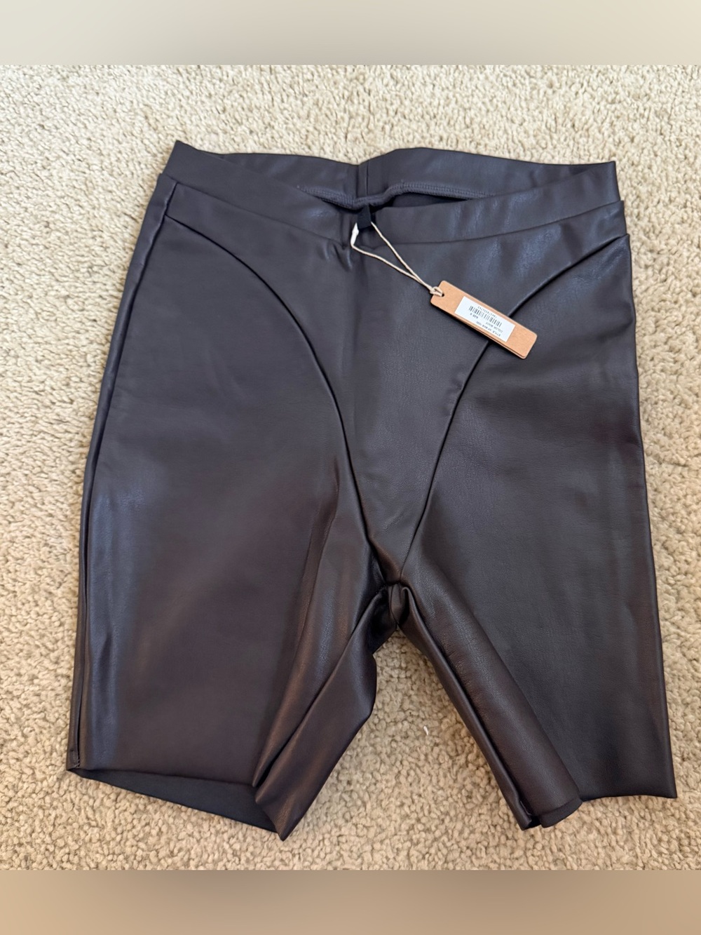 SKIMS Black Faux-Leather Bike Shorts